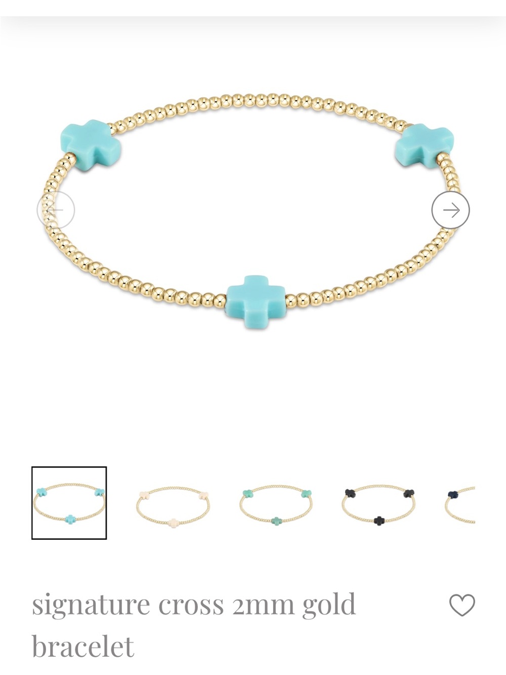 Enewton Signature Cross 2mm Gold Bracelet Turquoise